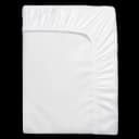Folded white fitted sheet with elasticated edging all the way round