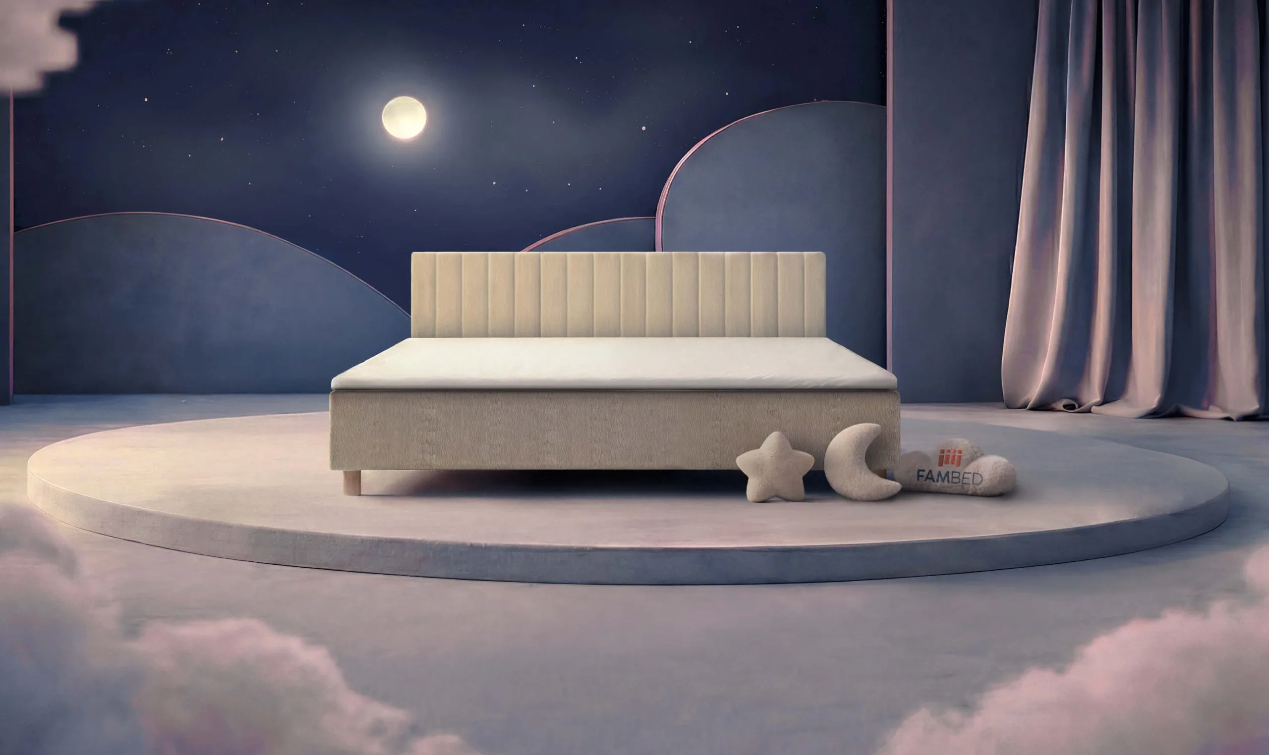 FAMBED® family bed, 240 cm wide, viewed from the front at an angle