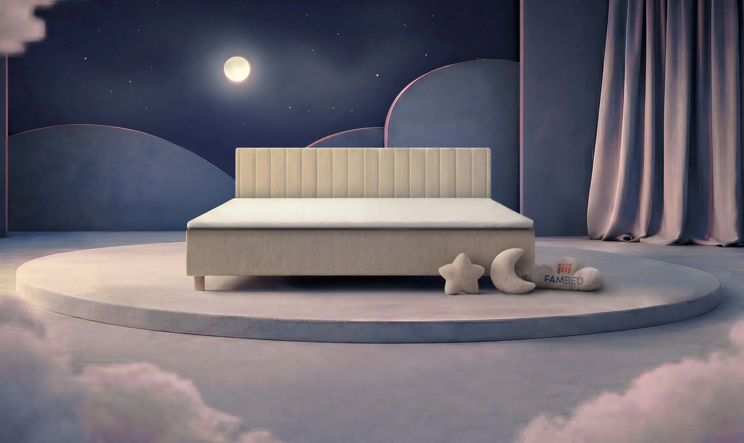 FAMBED® family bed, 250 cm wide, viewed from the front at an angle