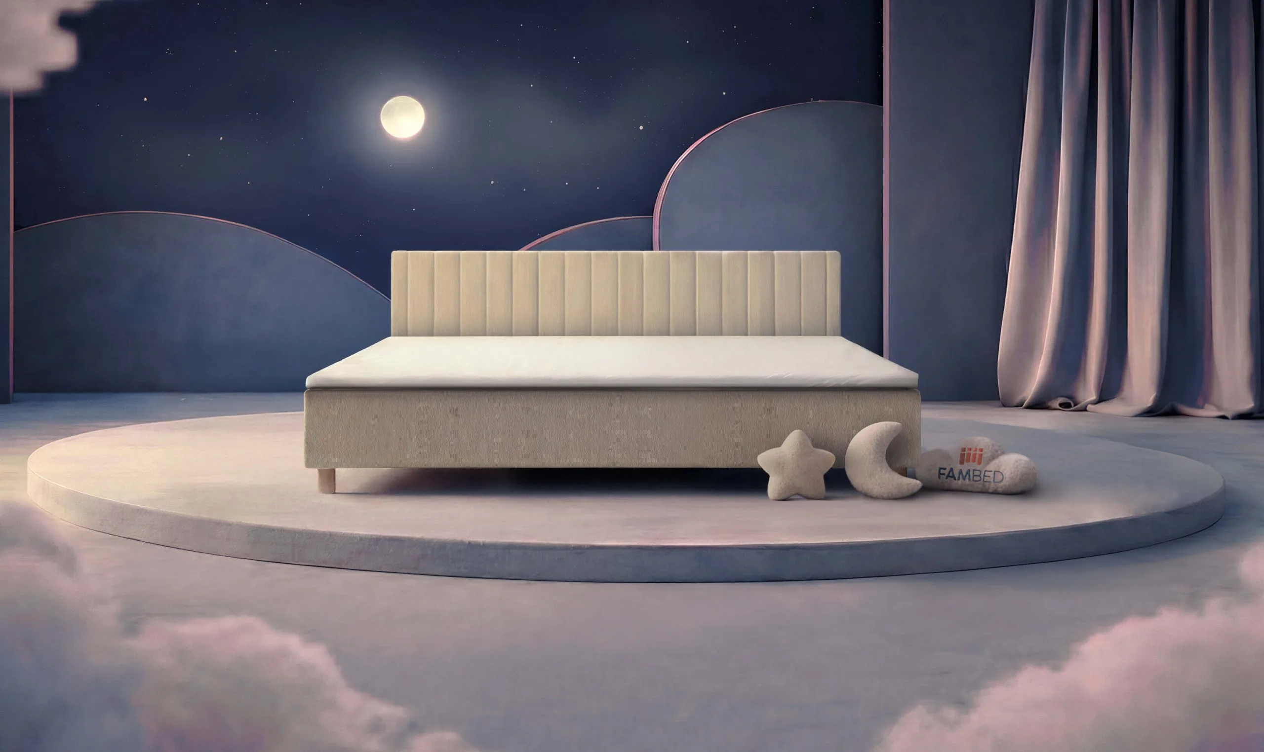FAMBED® family bed, 260 cm wide, viewed from the front at an angle