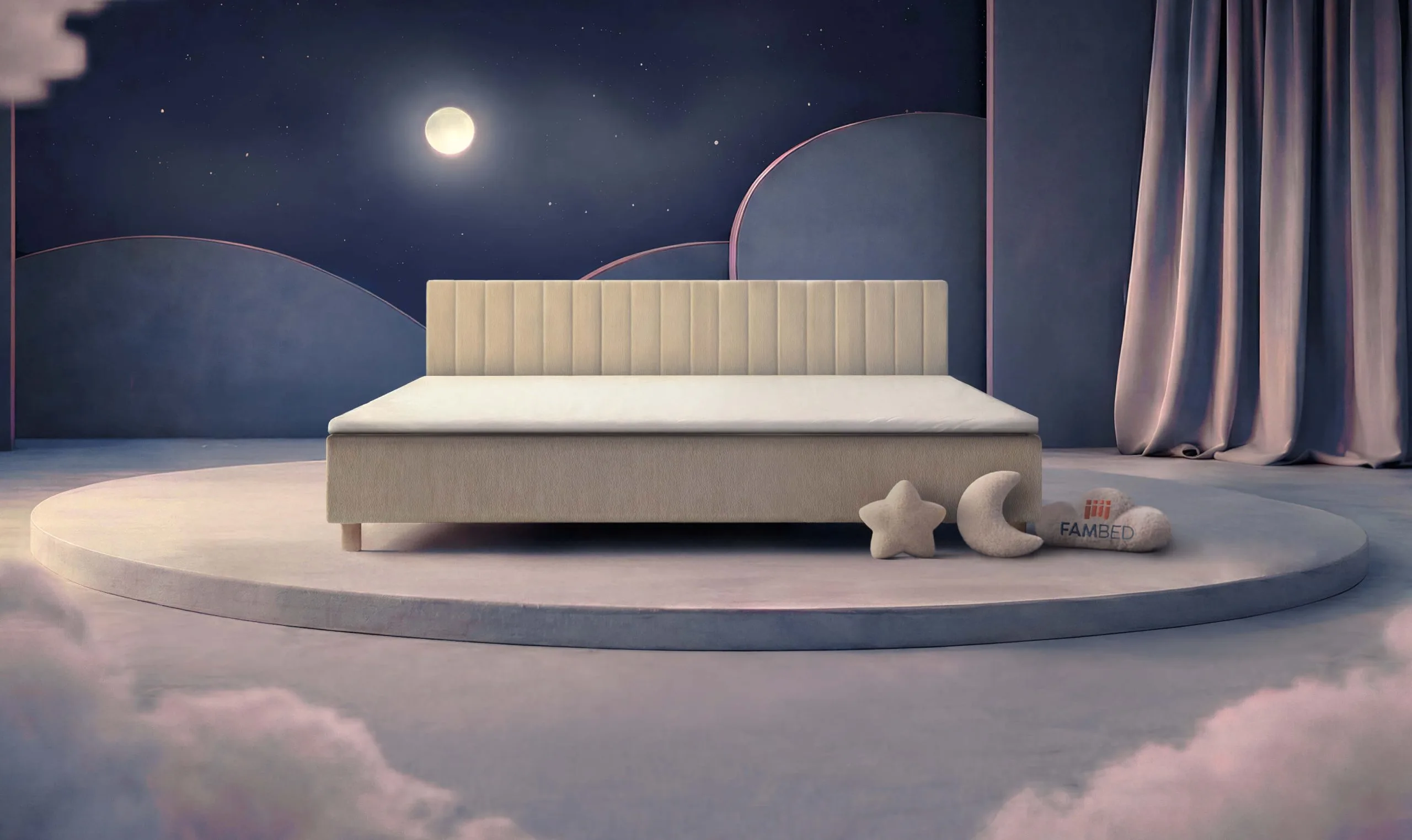 FAMBED® family bed, 270 cm wide, viewed from the front at an angle