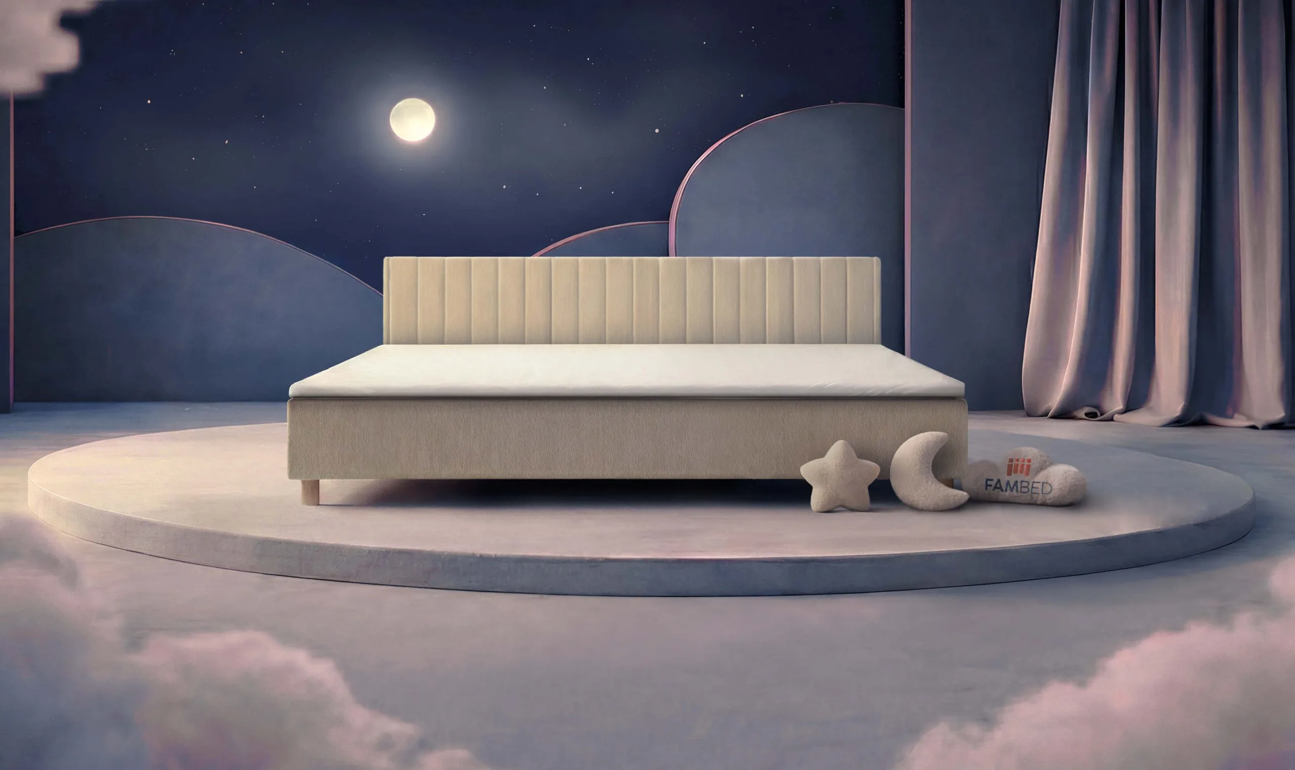FAMBED® family bed, 280 cm wide, viewed from the front at an angle