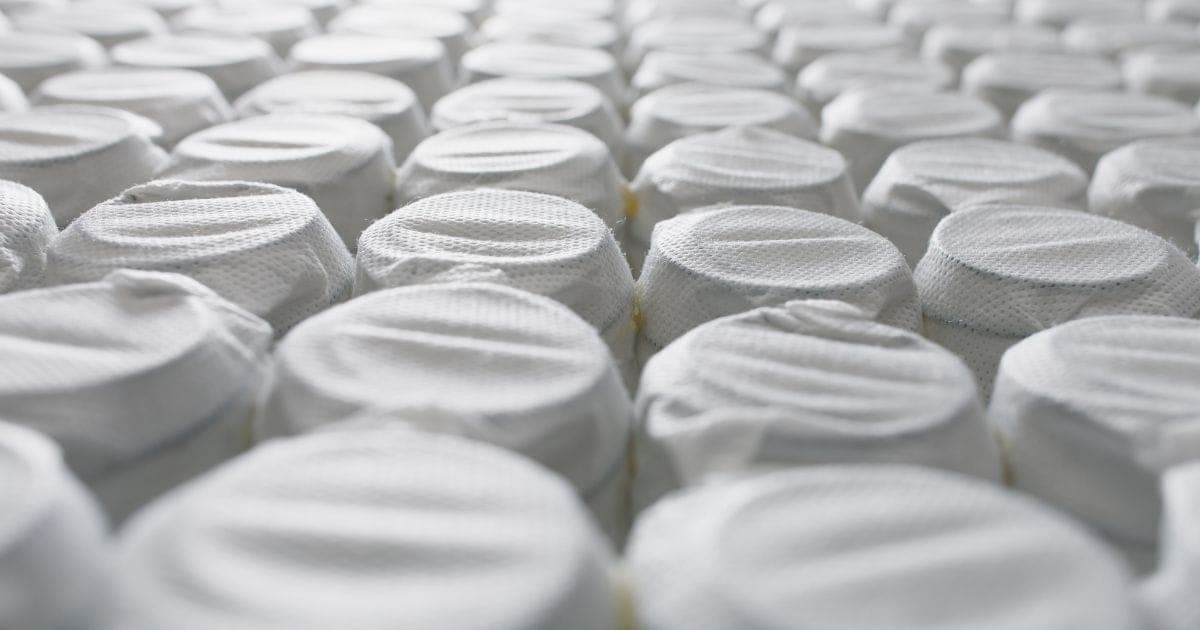 Close-up of pocket springs inside a FamBed sprung mattress.