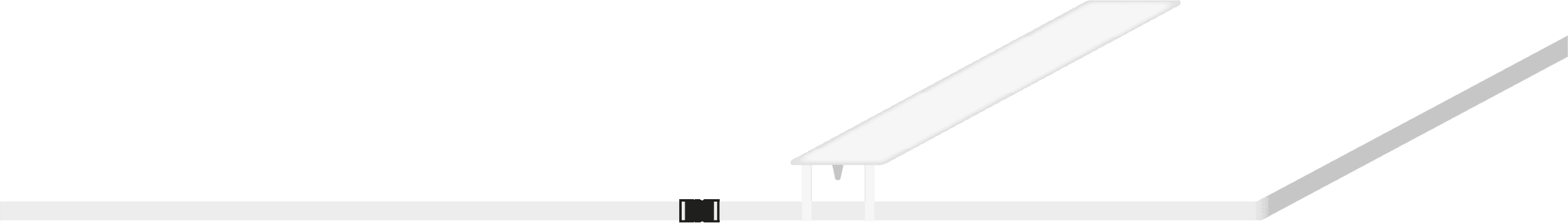The bed bridge system, with the mattress wedge and strap positioned between the two beds