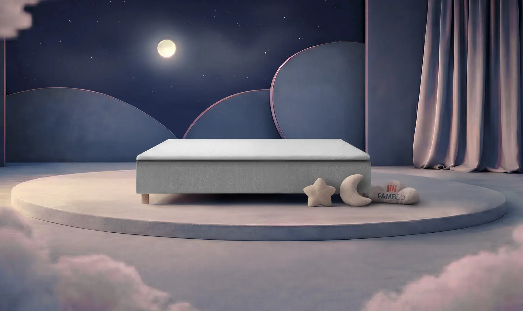 FAMBED family bed Caesar (245 × 200 cm) · Light grey
